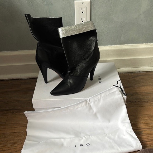 IRO Women's Black and Silver Leather Boots - Picture 1 of 9
